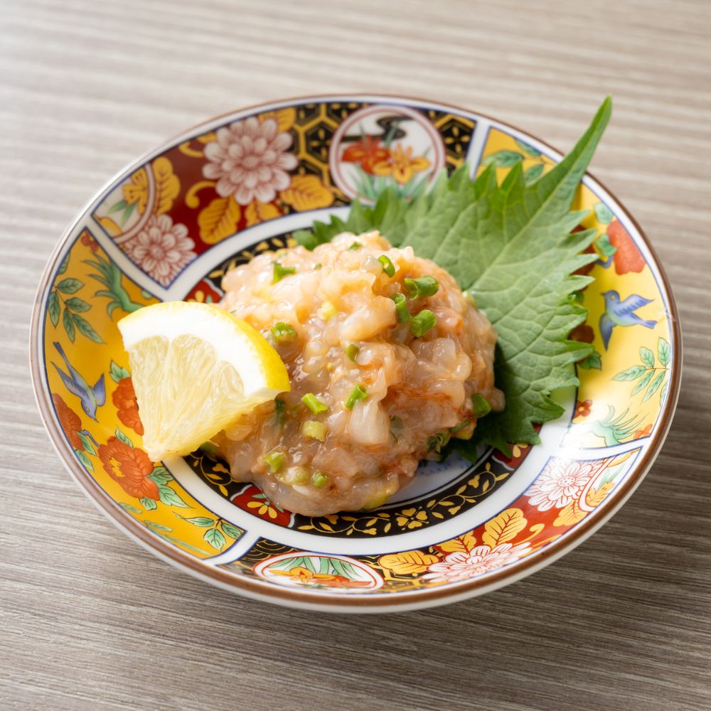 赤海老とレモンとオリーブオイルのなめろう