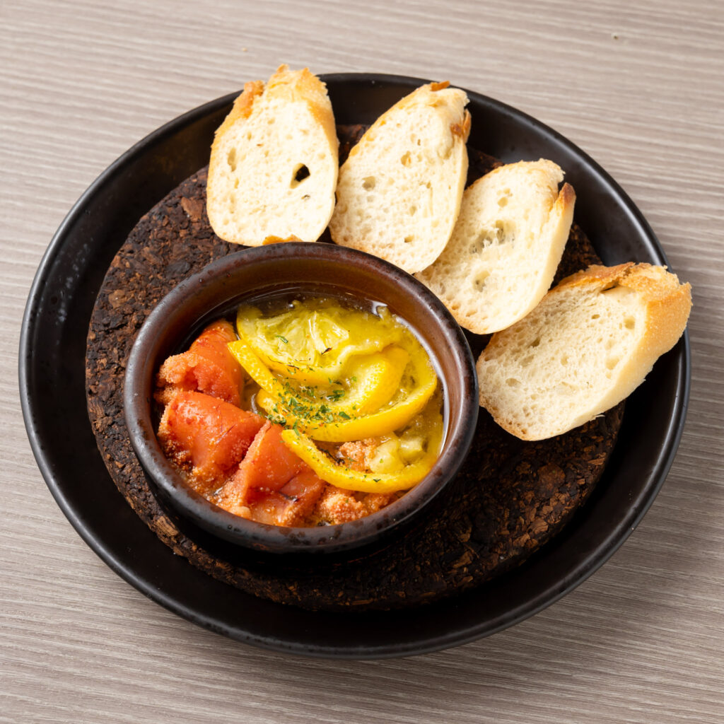 明太子とゆずのアヒージョ